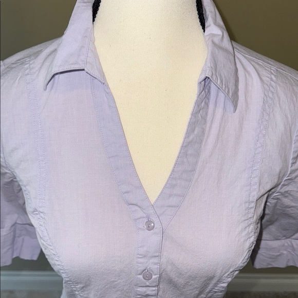 Reitmans Shirt Purple Fitted Button Down Short Sleeve with Collar Women's Sz 7 - Picture 4 of 11